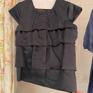 Jcrew Collection Blue Silk Layered short sleeve blazer top. NWT